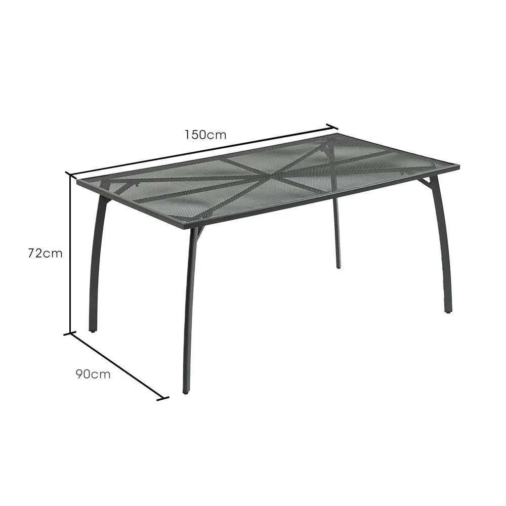 Fortia 150x90cm Outdoor Dining Table, Rectangular, Furniture for Outside with E-coating