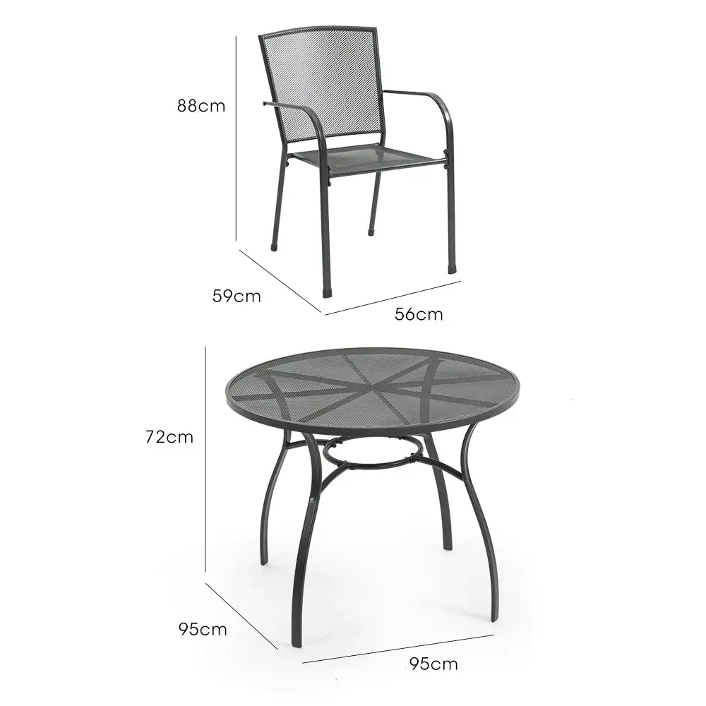 Fortia 5pc Outdoor Dining Furniture Set, Table and Chairs Setting for Outside with E-coating