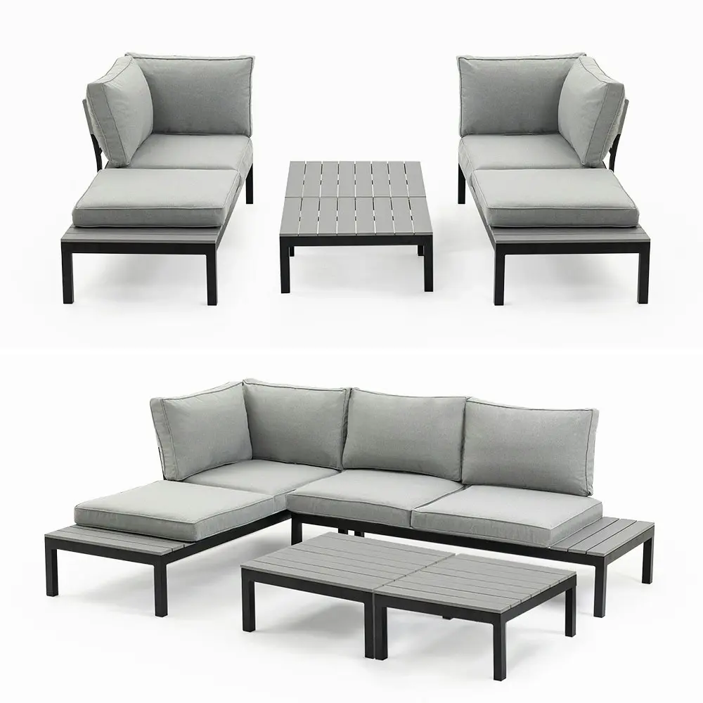 Fortia 4 pc Outdoor Furniture Setting, 4 Seater Lounge, Chairs and Side Tables, for Outdoors Garden Patio