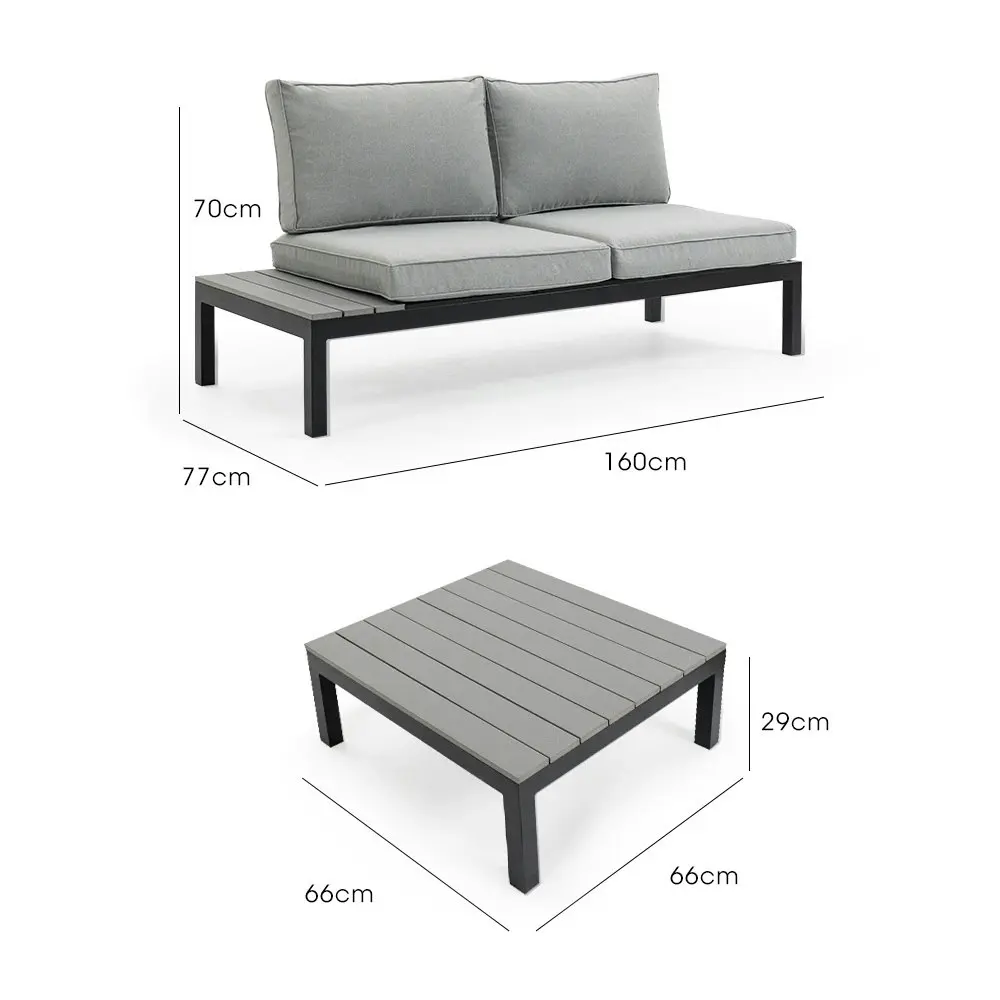 Fortia 4 pc Outdoor Furniture Setting, 4 Seater Lounge, Chairs and Side Tables, for Outdoors Garden Patio