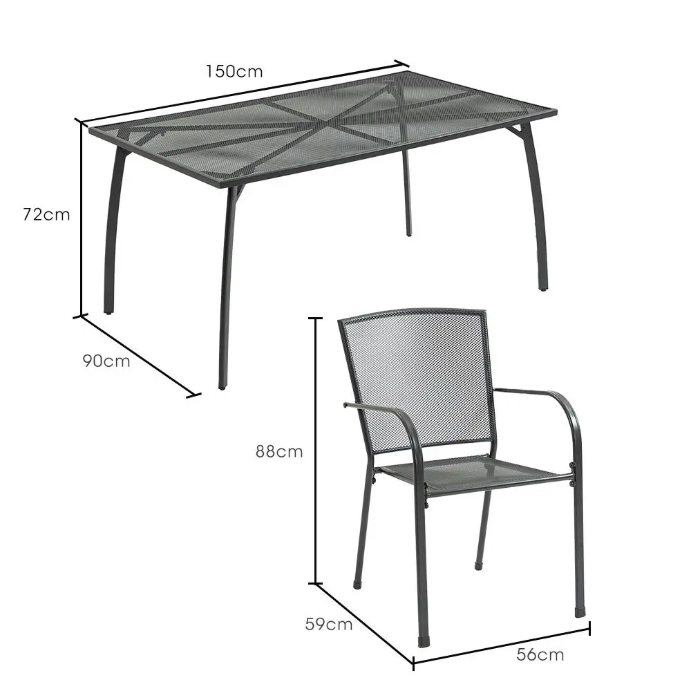 Fortia 7pc Outdoor Dining Furniture Setting, Table and Chairs Set for outside with E-coating