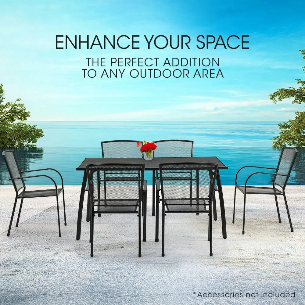 Fortia 7pc Outdoor Dining Furniture Setting, Table and Chairs Set for outside with E-coating