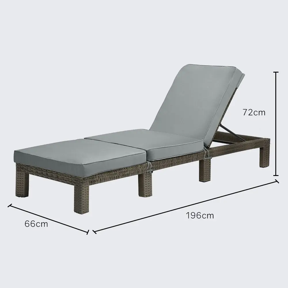 London Rattan Outdoor Sun Lounge, 5 Reclining Positions, Grey