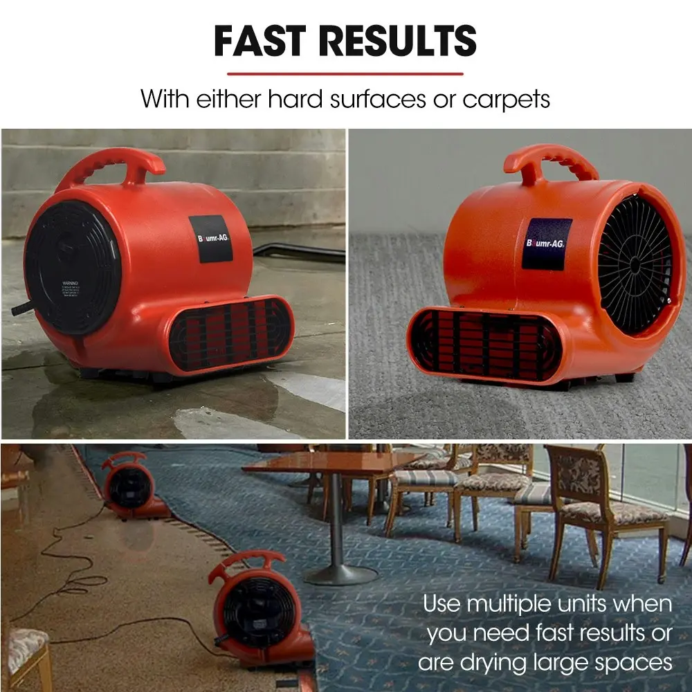 Baumr-AG Carpet Floor Dryer Air Mover Blower Fan, 3-Speed, 800CFM, Commercial/Home