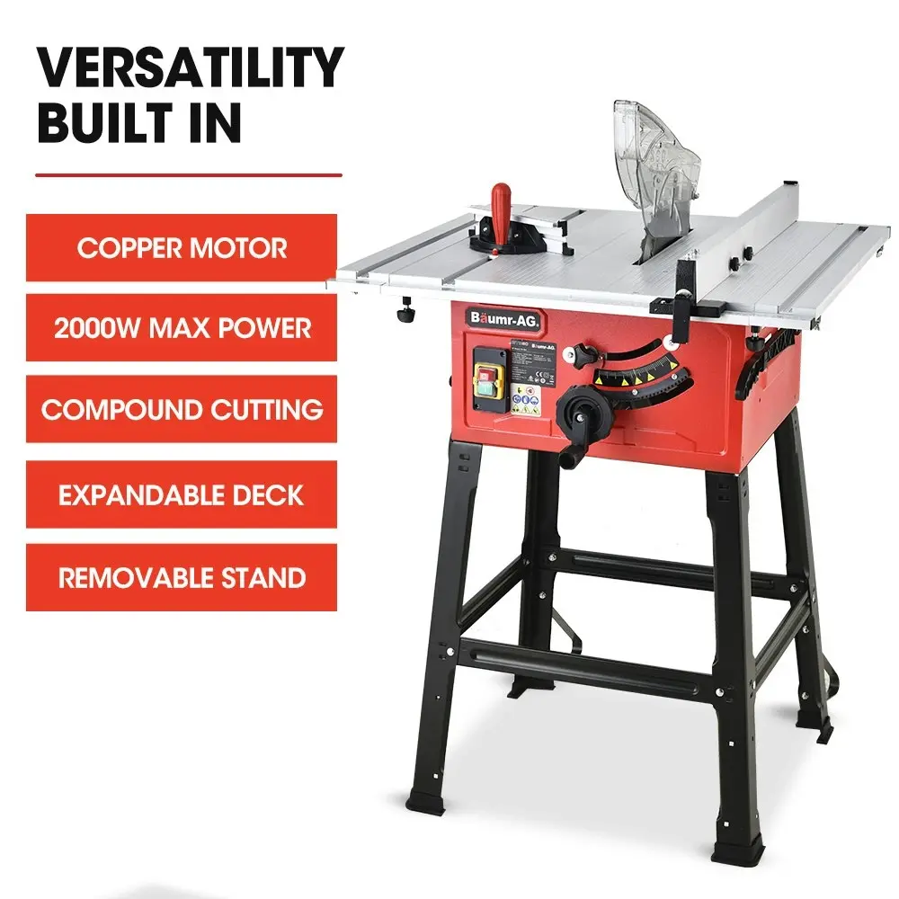 Baumr-AG 2000W 254mm Corded Table Saw with Stand, Extendable, Laser Guide