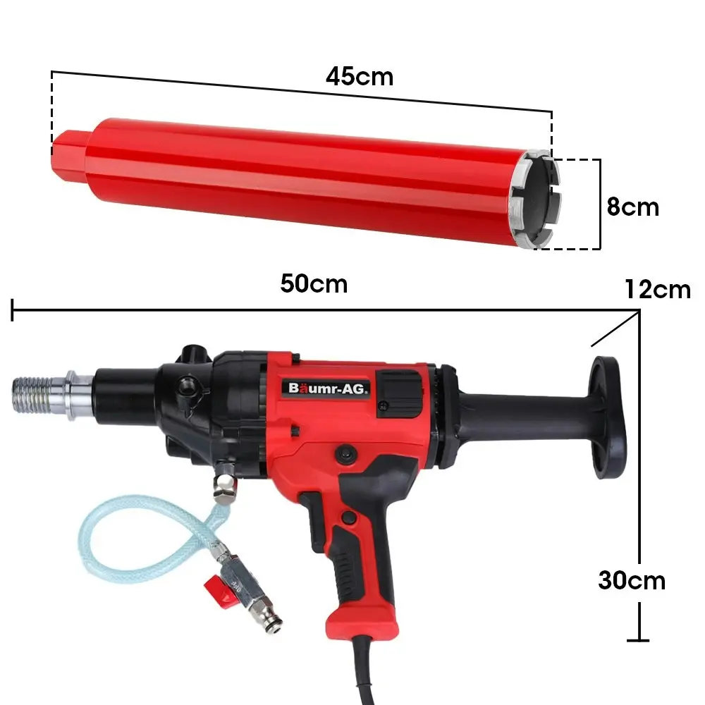 Baumr-AG 1800W 120mm Handheld Core Drill & 76mm Diamond Drill Bit Combo, for Concrete Coring Hole Drilling