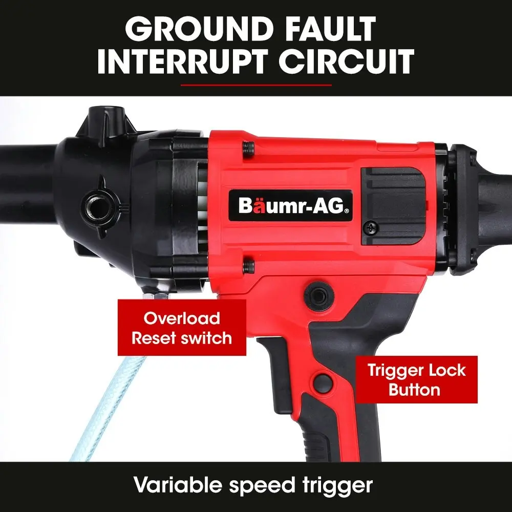 Baumr-AG 1800W 120mm Handheld Core Drill & 76mm Diamond Drill Bit Combo, for Concrete Coring Hole Drilling