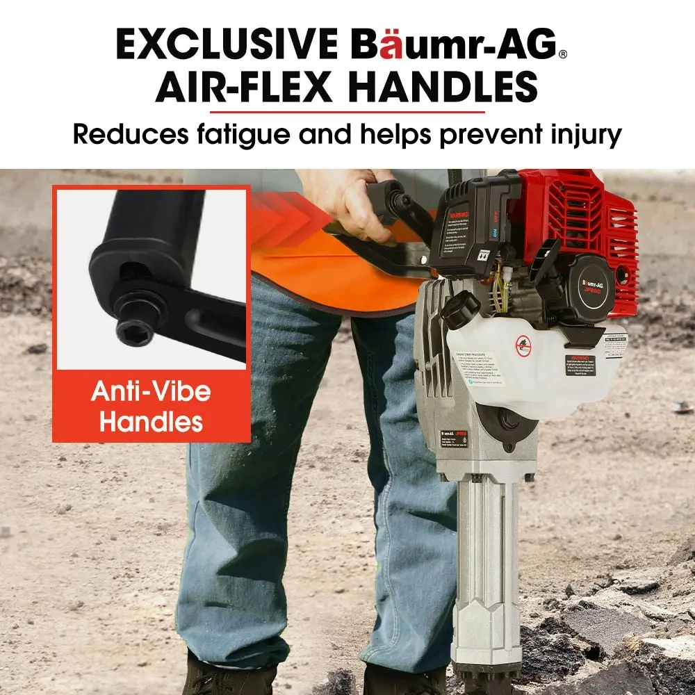 Baumr-AG 2 Stroke 52cc Petrol Jackhammer, with 2 Chisels, Carry Bag