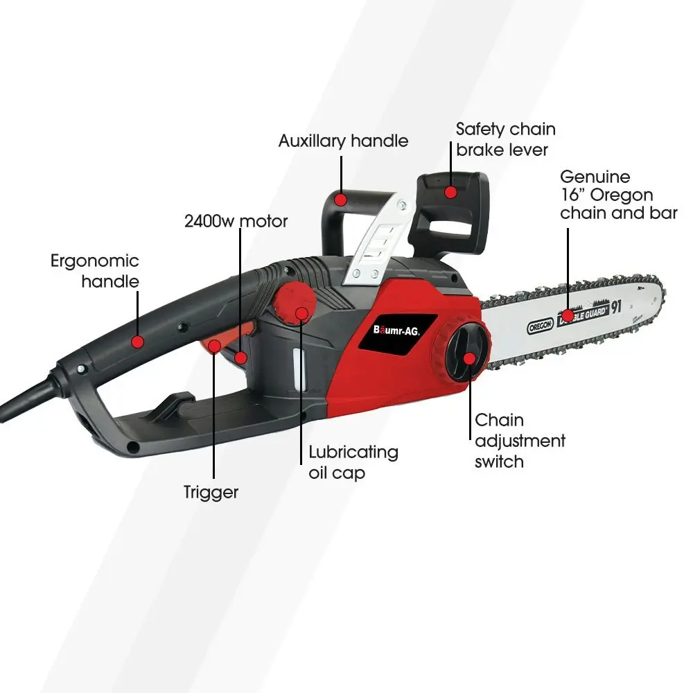 Baumr-AG 2400W Electric Chainsaw, 16 Inch Oregon Bar and Chain