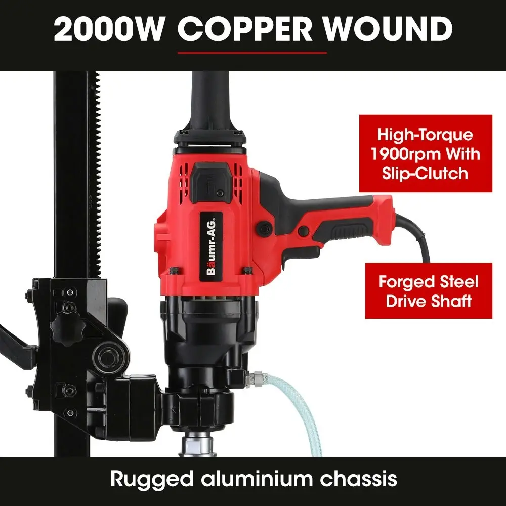 Baumr-AG 2000W 160mm Handheld Core Drill w/Stand,63mm & 127mm Drill Bit Combo, for Concrete Coring Hole Drilling