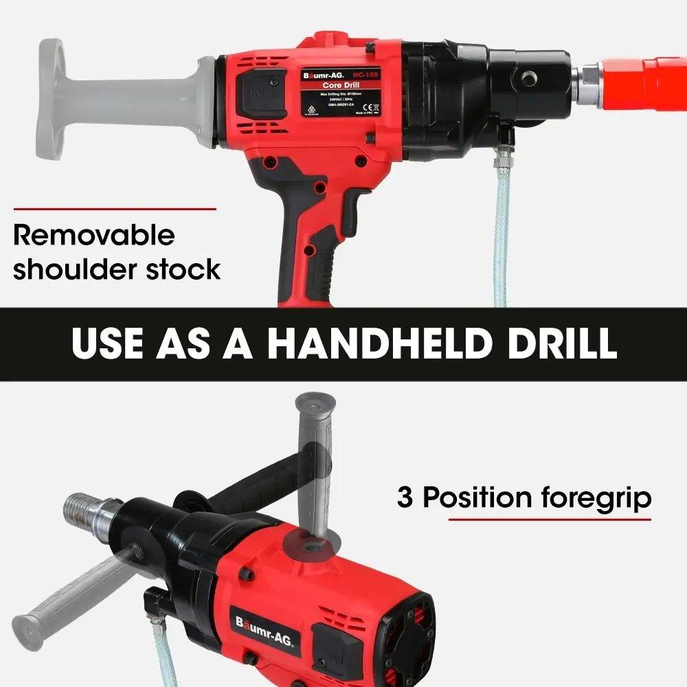 Baumr-AG 2000W 160mm Handheld Core Drill w/Stand,63mm & 127mm Drill Bit Combo, for Concrete Coring Hole Drilling