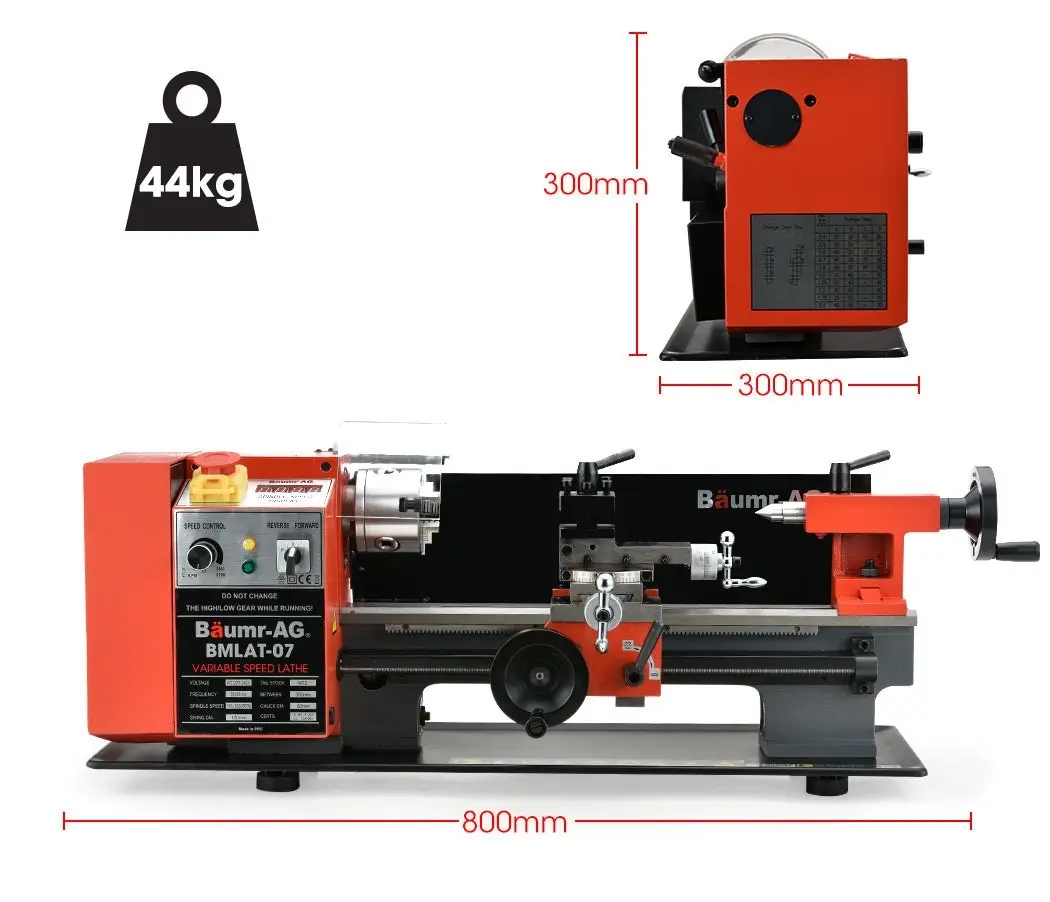 Baumr-AG 600W 7x14 Inch Variable-Speed Mini Metal Lathe with LCD Screen