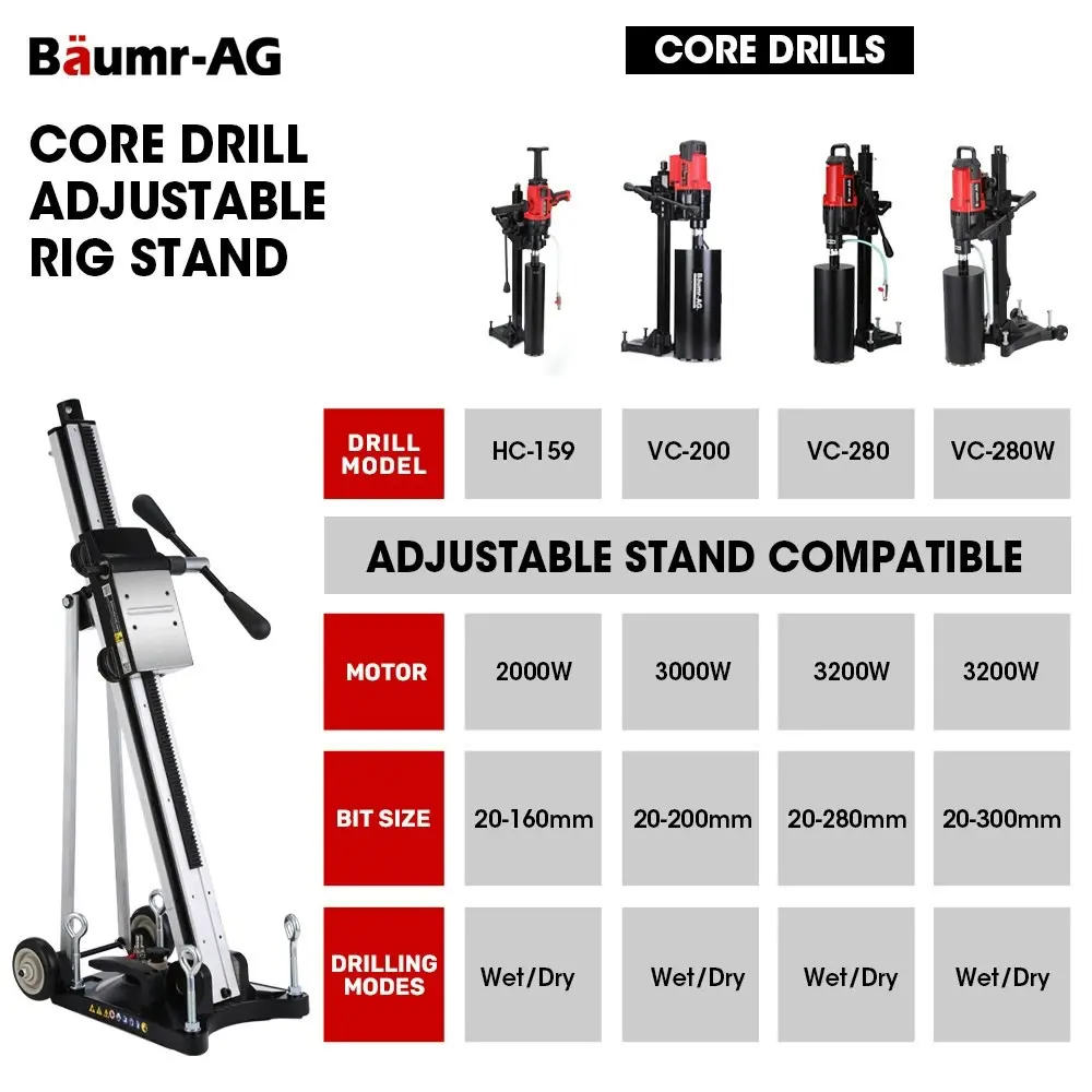 Baumr-AG Adjustable Core Drill Wheeled Rig Stand