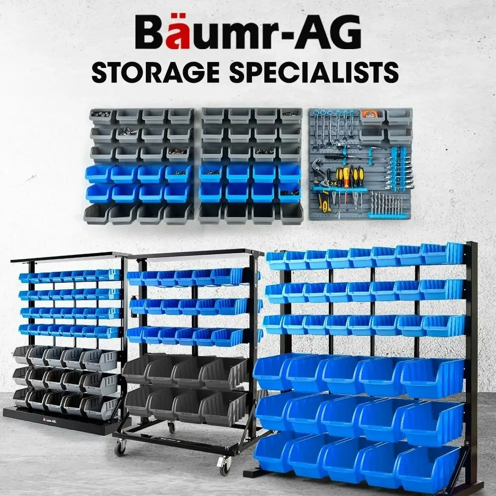 Baumr-AG 39 Parts Bin Rack Storage System Floor Mount - Blue