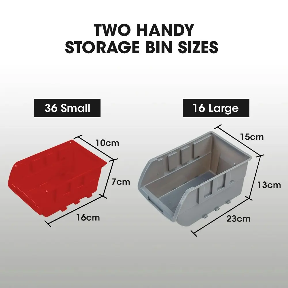 Baumr-AG 52 Parts Bin Rack Storage System Mobile Double-Sided - Red