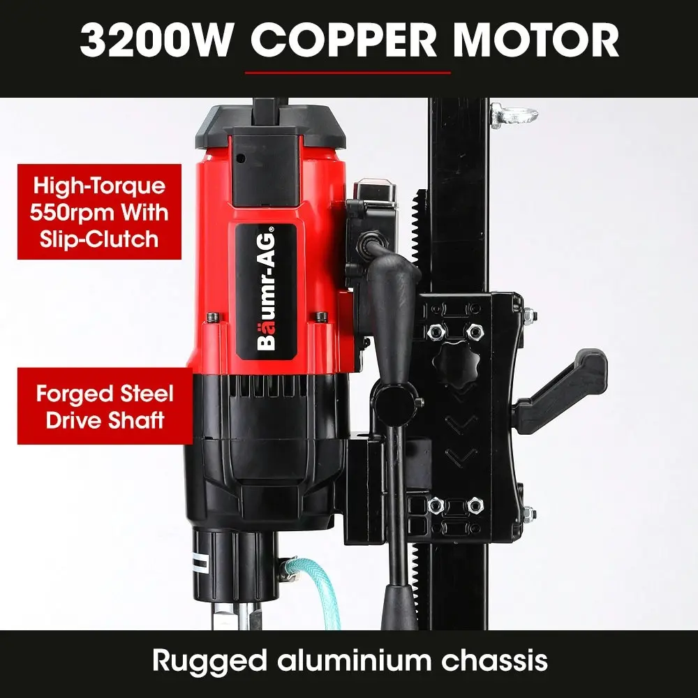 Baumr-AG 3200W 280mm Vertical Stand Core Drill & 202mm Drill Bit Combo, for Demolition Concrete Coring Hole Drilling