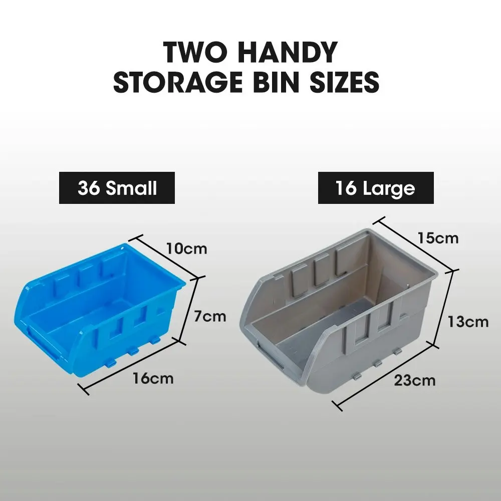 Baumr-AG 52 Parts Bin Rack Storage System Mobile Double-Sided - Blue