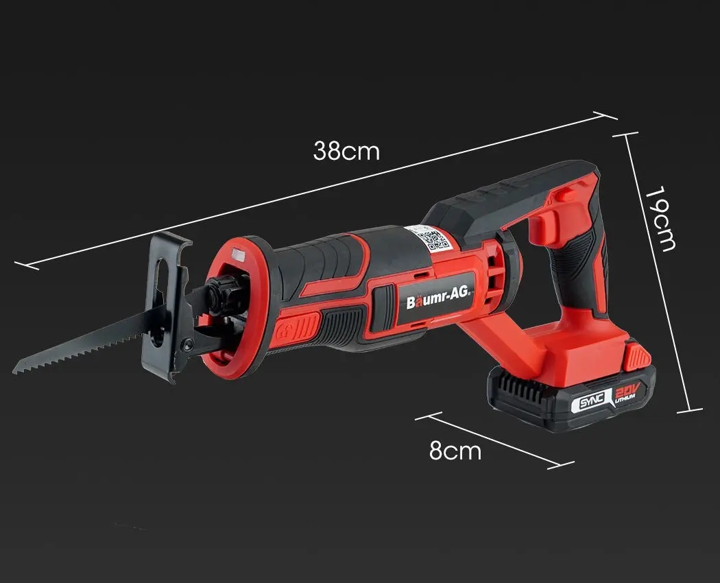 Baumr-AG Electric Reciprocating Saw Cordless 20V Lithium Wood Metal Cutter Sabre w/ Battery