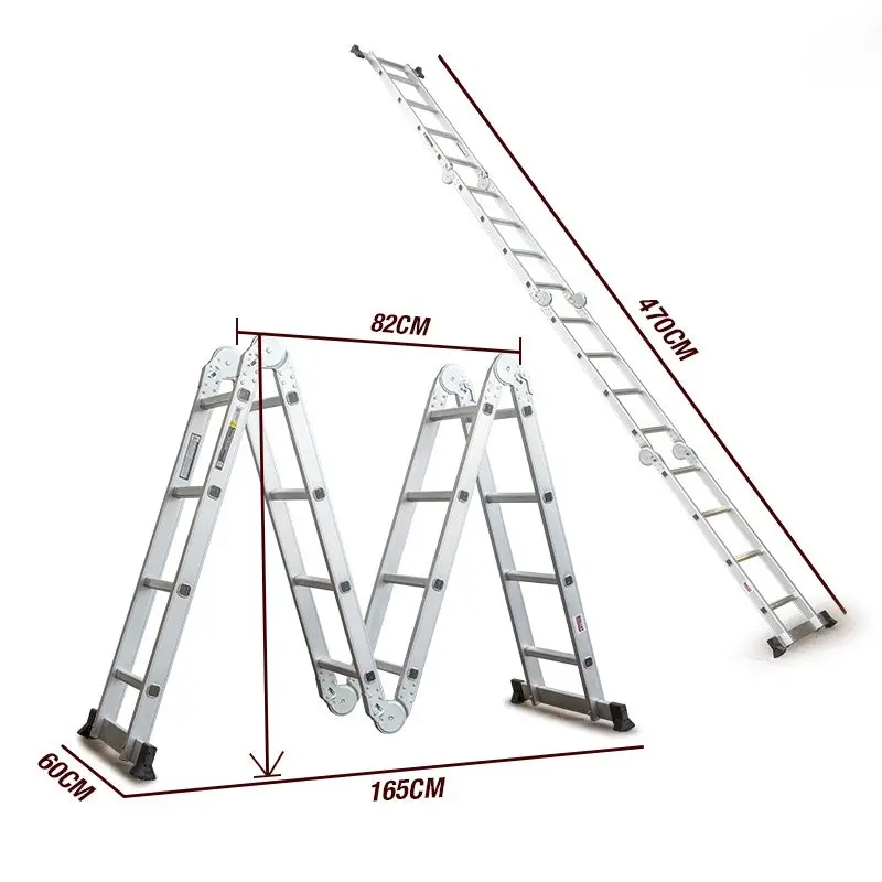 Bullet Pro 4.7m Multi-Purpose Aluminium Ladder Folding Portable Extension Adjustable Step