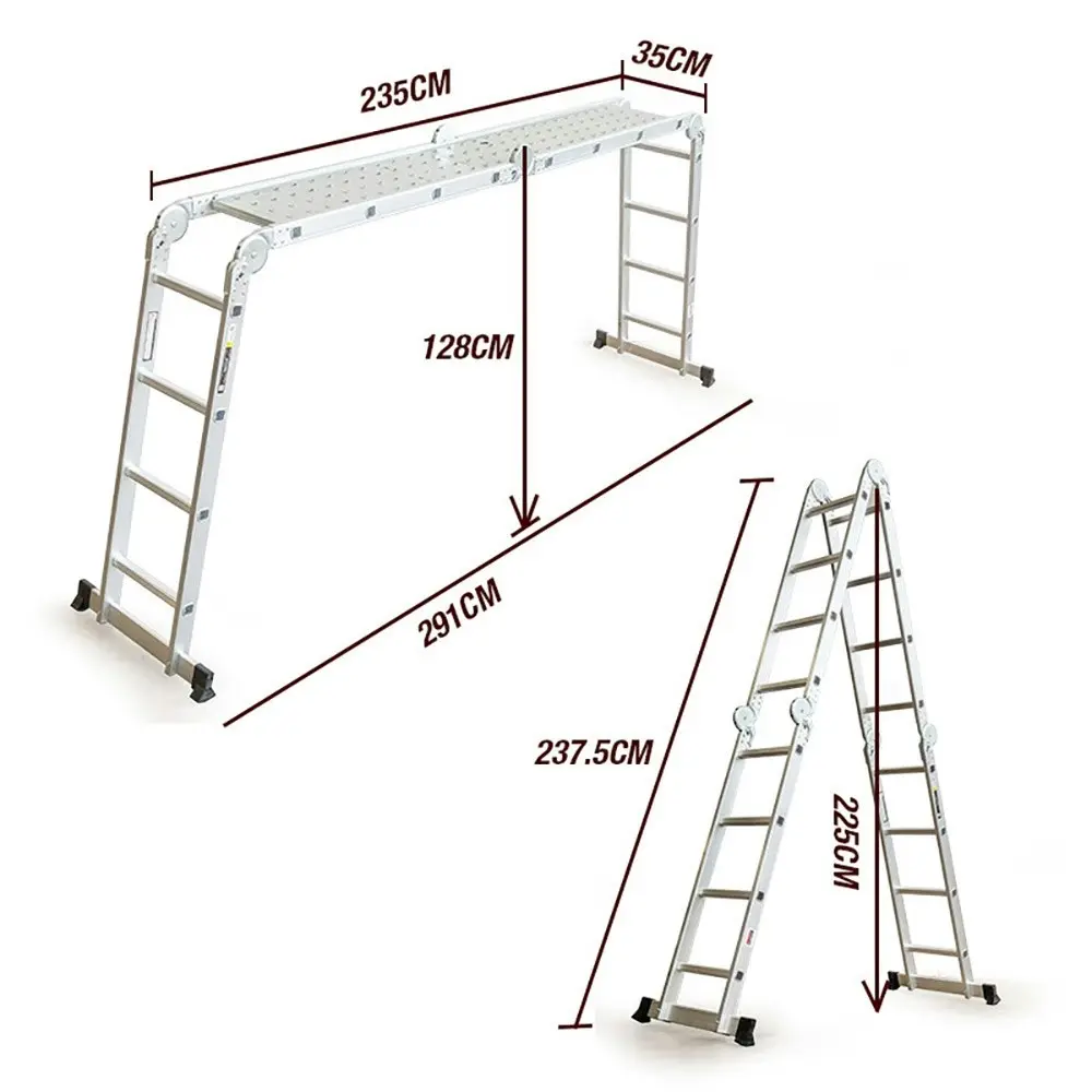 Bullet Pro 4.7m Multi-Purpose Aluminium Ladder Folding Portable Extension Adjustable Step