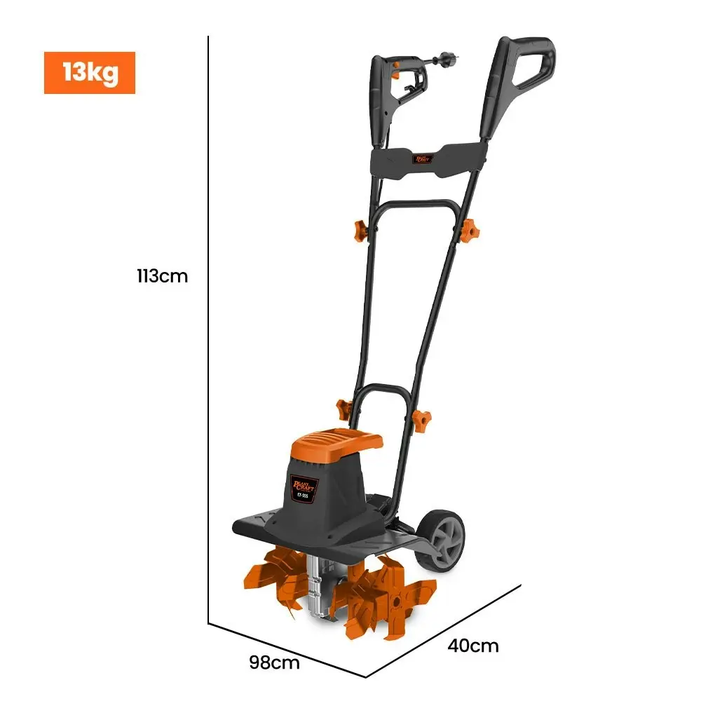 PlantCraft Electric Rotary Hoe Garden Tiller Soil Cultivator, Adjustable Depth, 6 Tines