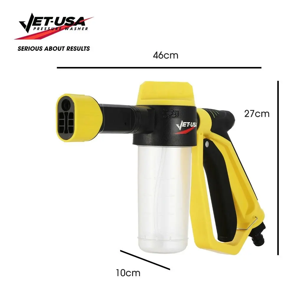 Jet-USA Foam Cannon Soap Applicator Gun For Garden Hose, Snow Foamer with Soap bottle, Quick Connect