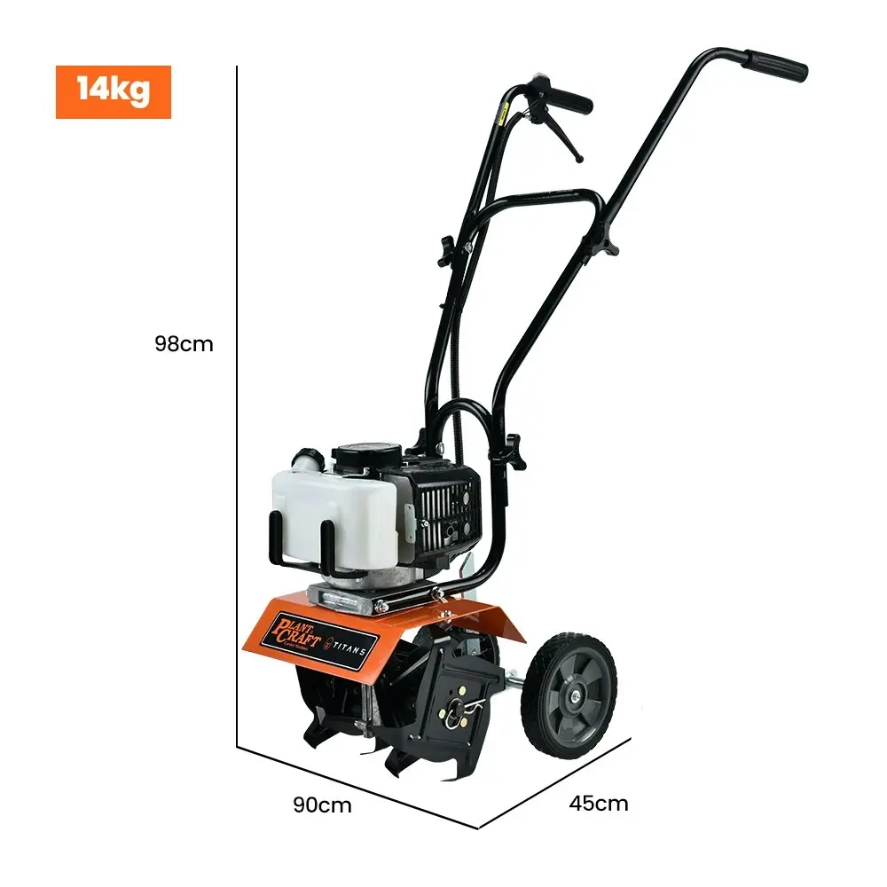 PlantCraft Titan 5 10in. 43cc 2-Stroke Petrol Handheld Cultivator Tiller