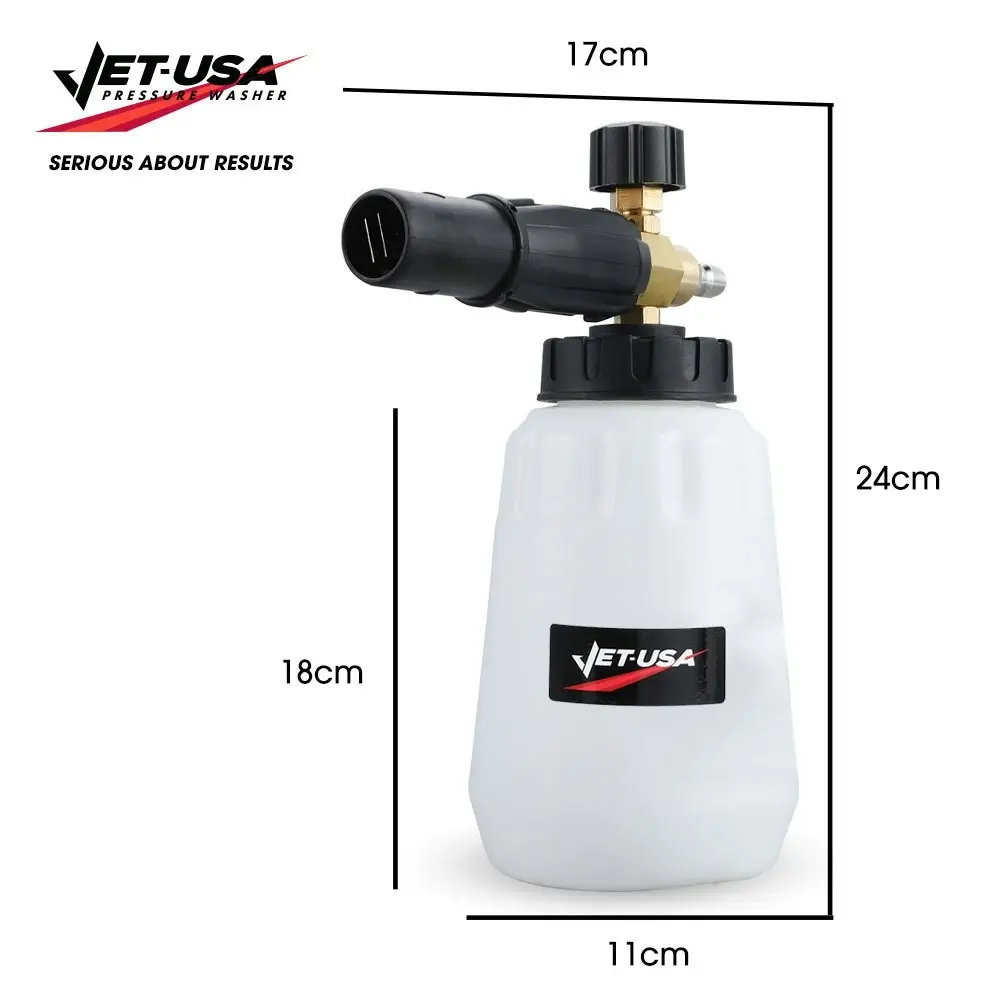 Jet-USA Soap Foam Snow Cannon with 1L Bottle, Works with Petrol and some Electric Pressure Washers