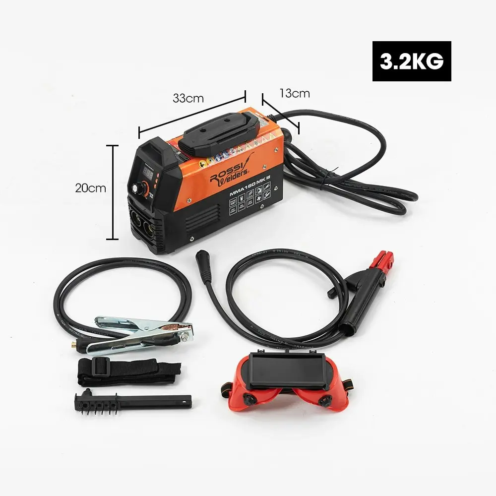 Rossi 160 Amp Inverter Arc MMA Stick DC Welder, Portable Welding Machine, 15A Plug