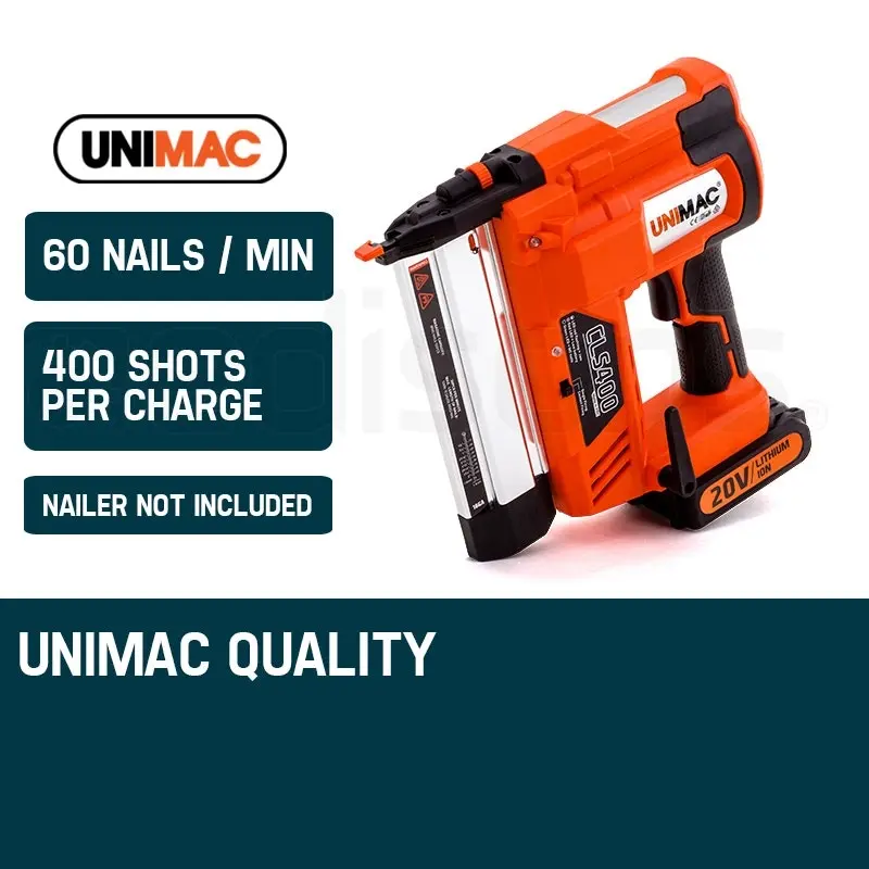 Unimac Nailer 20V Battery Lithium Ion Rechargeable Cordless Nail Gun