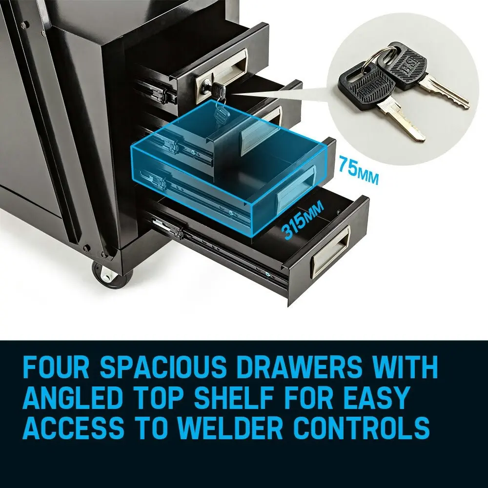 Rossi Welding Cart Trolley Welder Cabinet Drawer MIG TIG ARC Plasma Cutter Bench