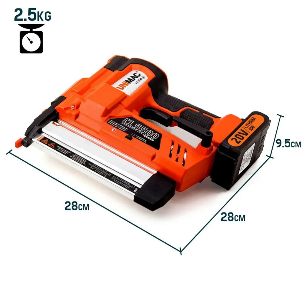 Unimac CLS500 15-50mm 18ga 2in1 Stapler/Brad Nail Gun, Cordless 20V Lithium Nailer