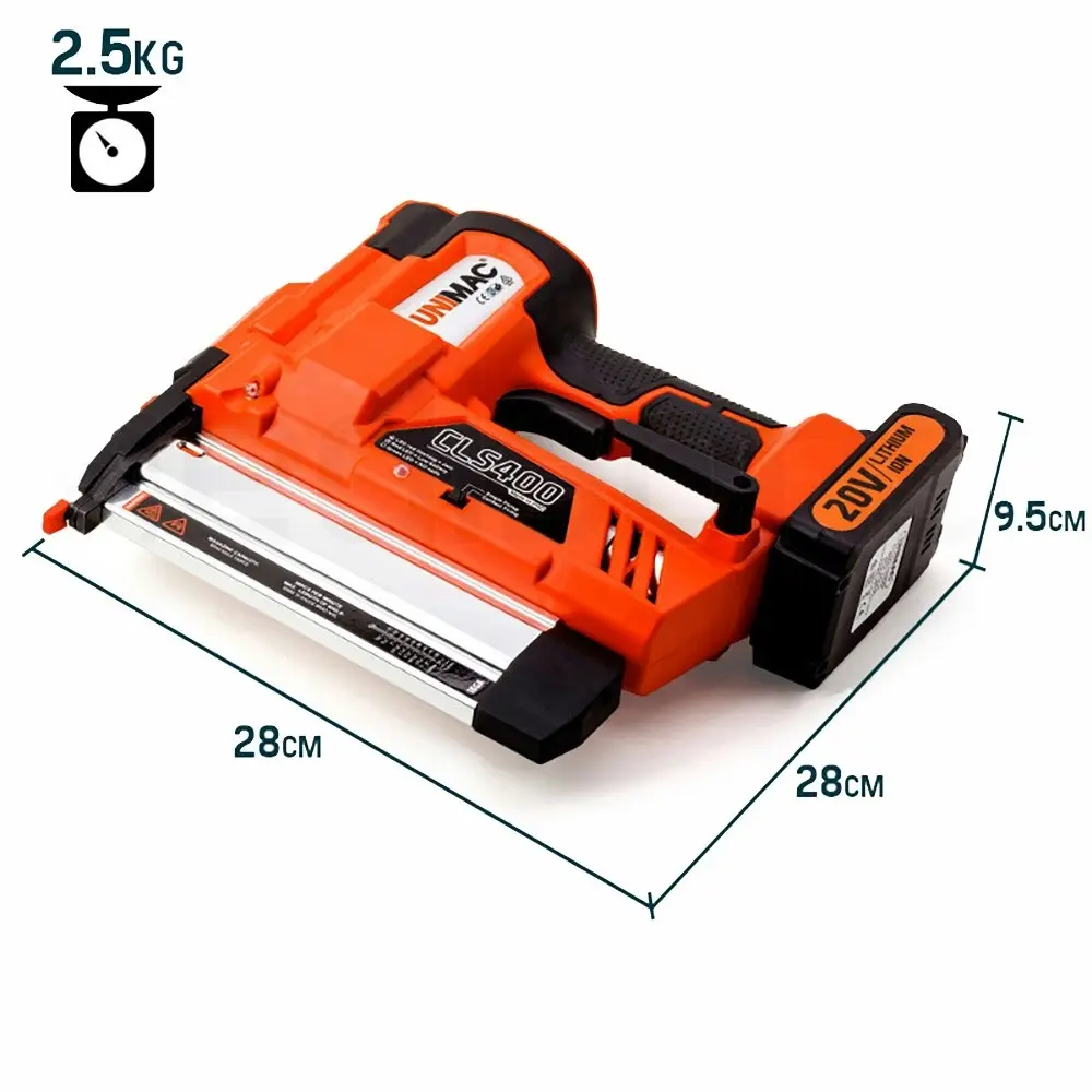 Unimac CLS400 15-50mm 16ga Brad Finishing Nail Gun, Cordless 20V Lithium Nailer