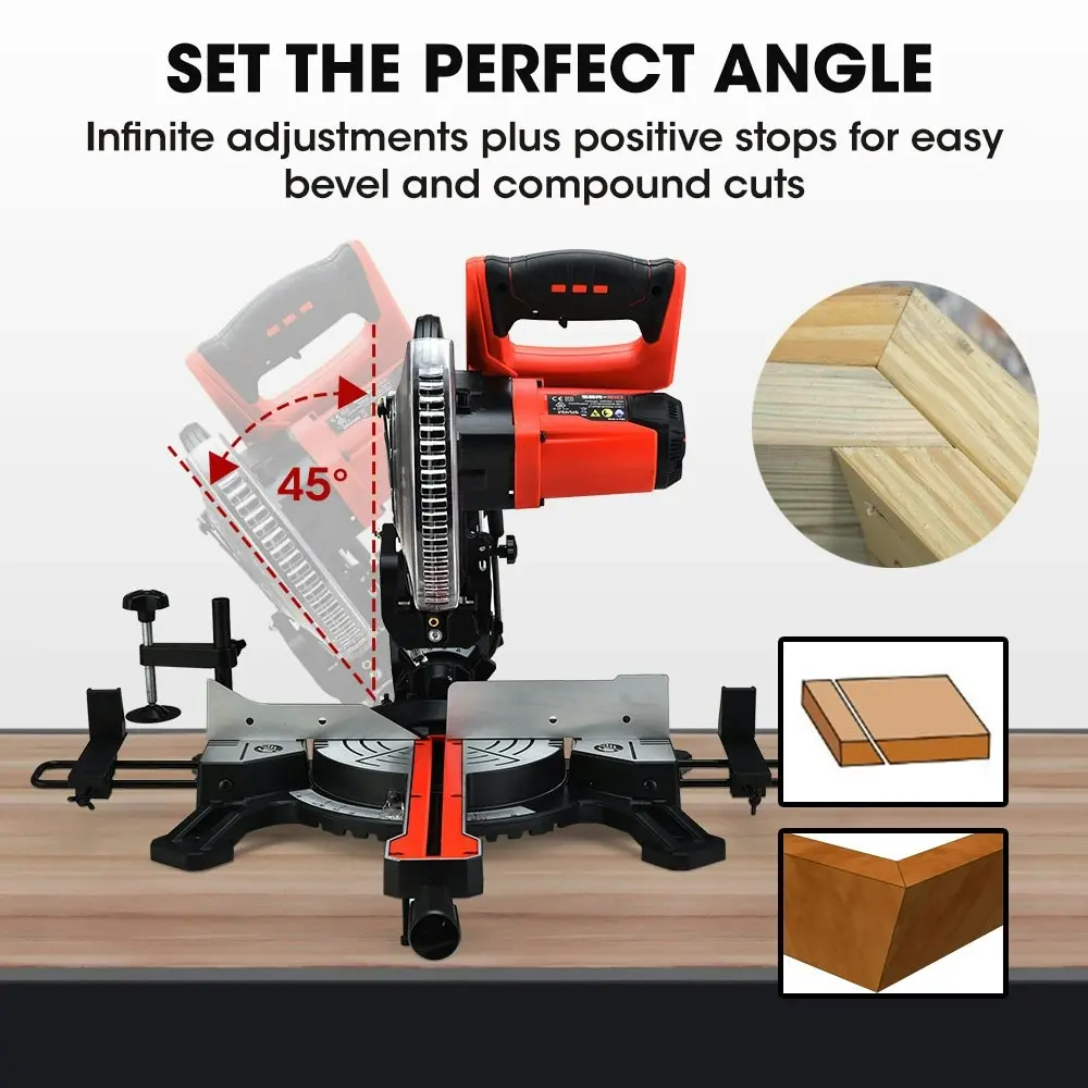 Baumr-AG 210mm Sliding Compound Mitre Drop Saw and Adjustable Stand Combo