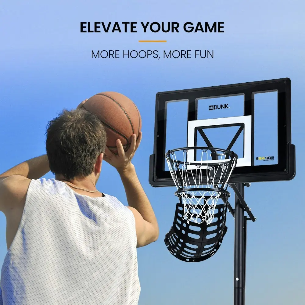 Dr. Dunk Basketball Return System, with 360 Degree Universal Attachment