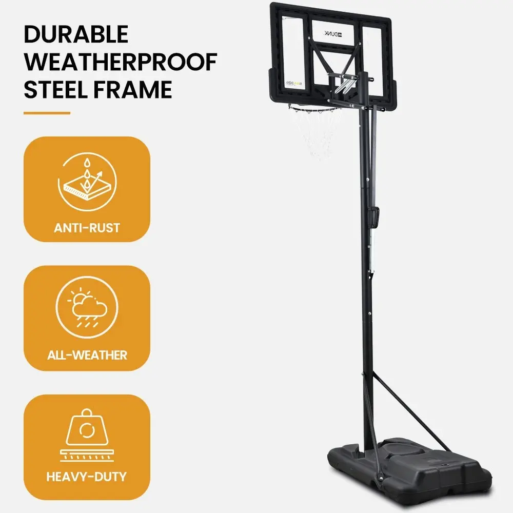 Dr. Dunk Portable Basketball Hoop Stand System, Full Size 2.45m to 3.05m Height Adjustable