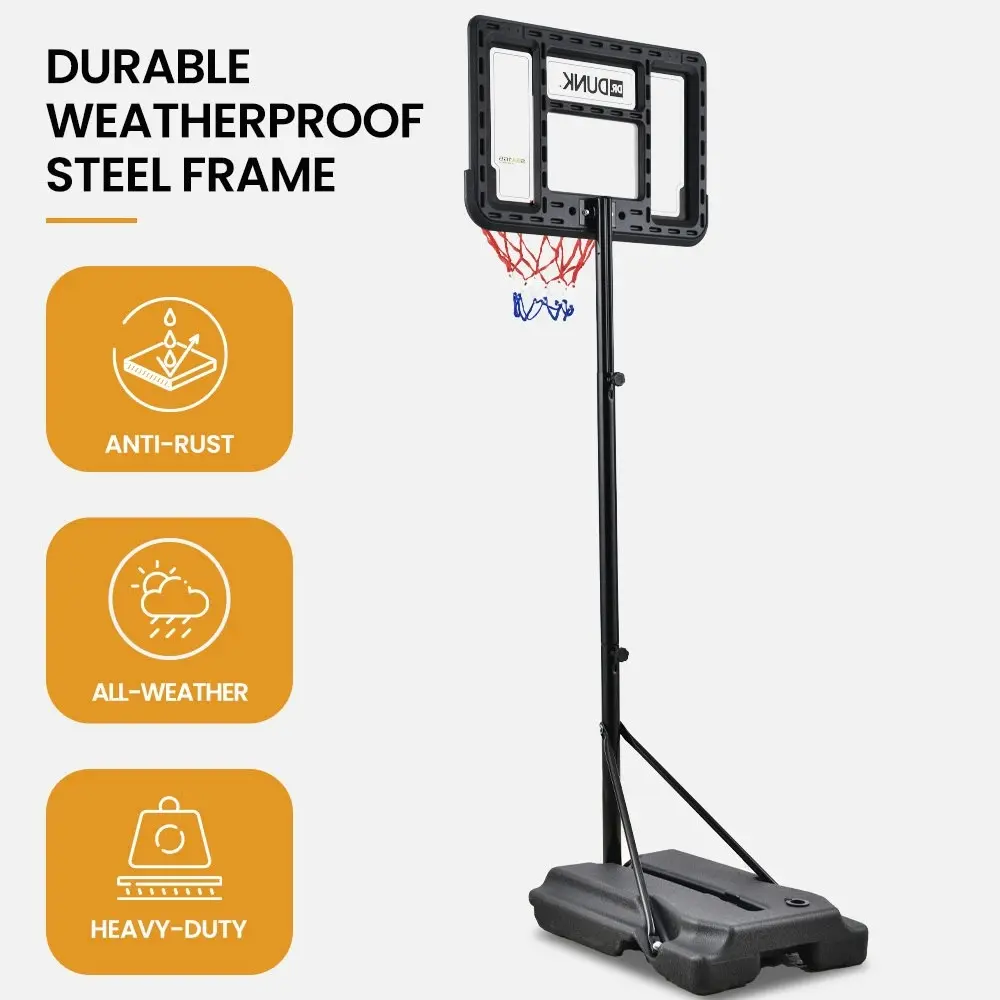 Dr. Dunk Portable Kids Basketball Hoop Stand System, 1.15m to 1.60m Height Adjustable