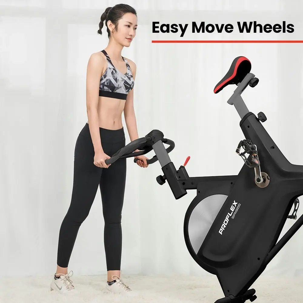 Proflex Magnetic Resistance Spin Exercise Bike, for Home Gym Studio Cardio Fitness, Black