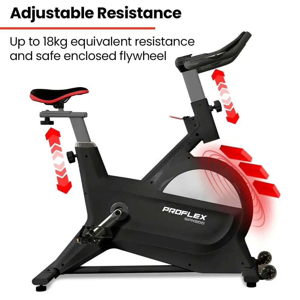 Proflex Magnetic Resistance Spin Exercise Bike, for Home Gym Studio Cardio Fitness, Black