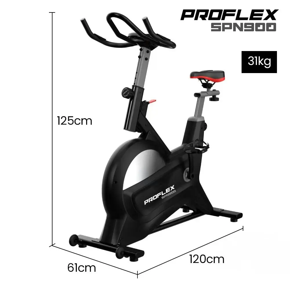 Proflex Magnetic Resistance Spin Exercise Bike, for Home Gym Studio Cardio Fitness, Black