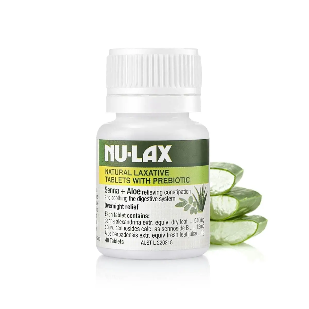 Nu-lax Natural Laxative Tablets With Prebiotic Senna + Aloe 40 Tablets