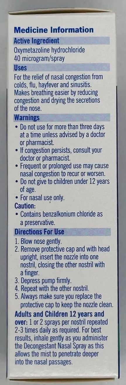 Pharmacy Choice Decongestant Nasal Spray Pump 20ml