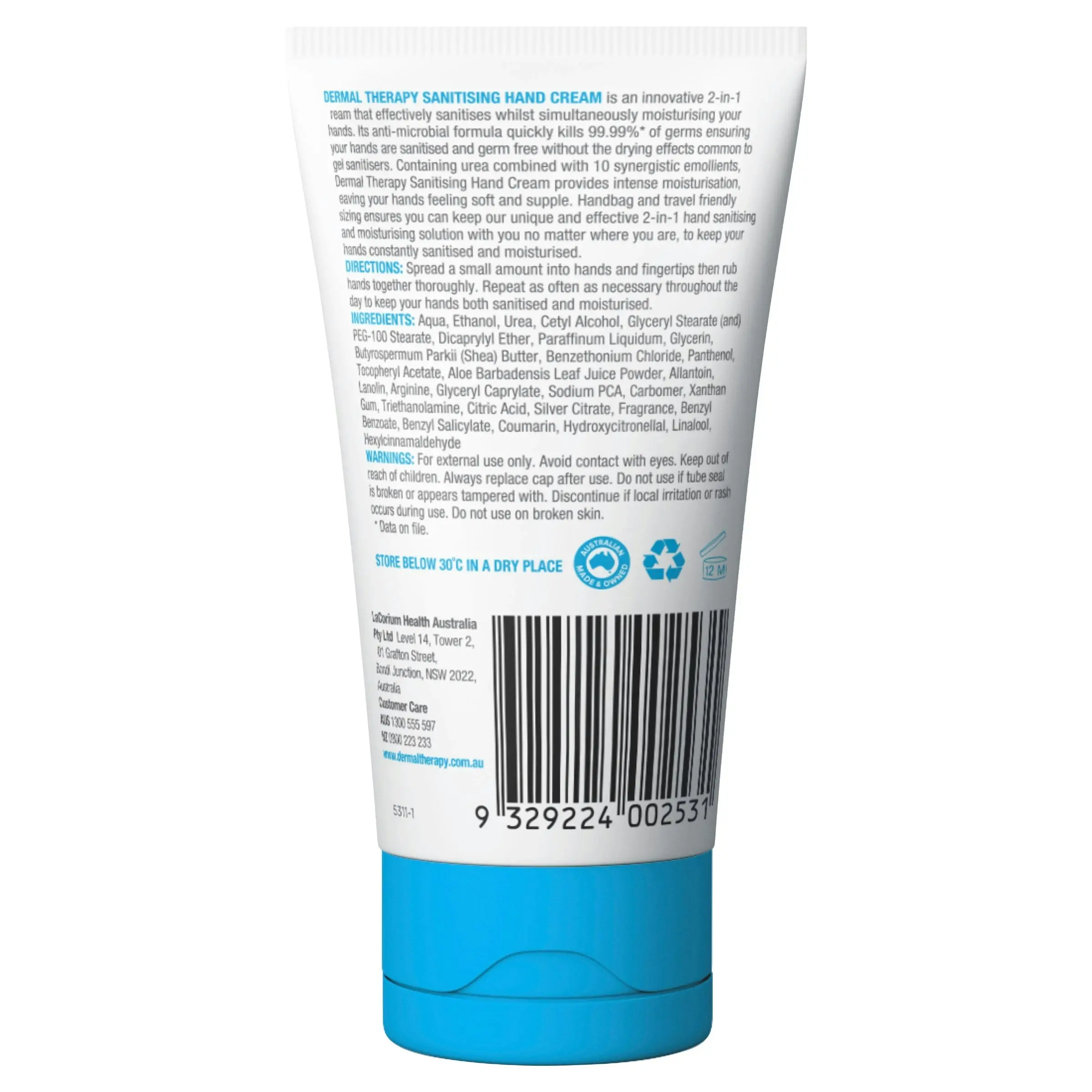 Dermal Therapy Sanitising Hand Cream 60ml