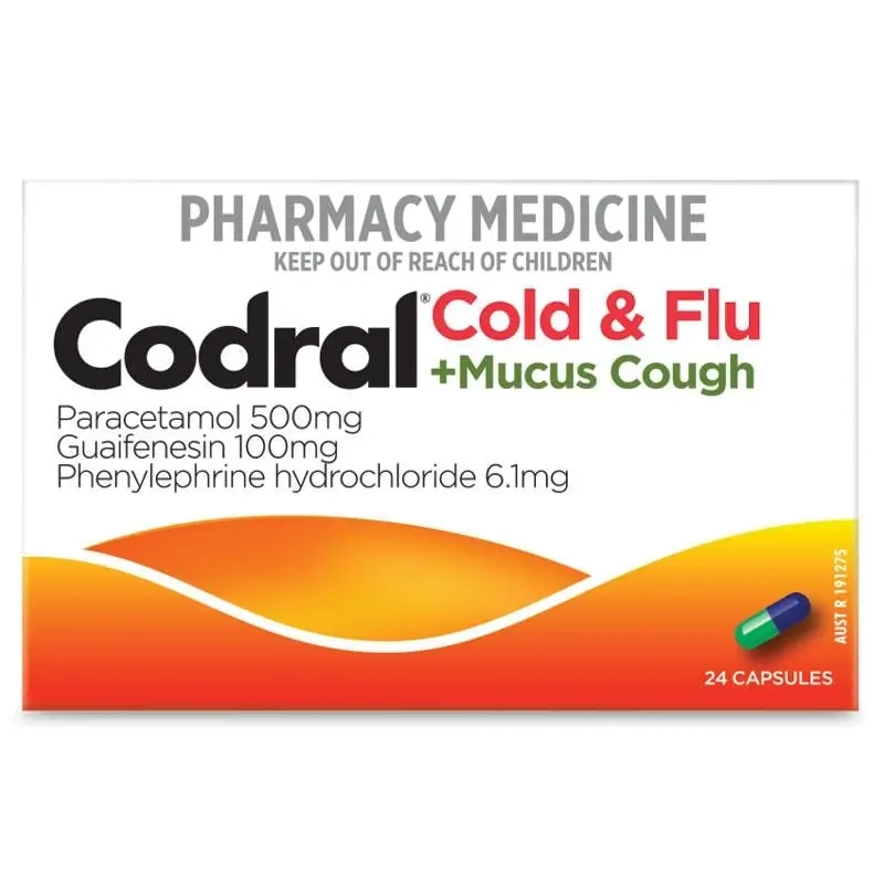 CODRAL Cold & Flu + Mucus Cough 24 Capsules