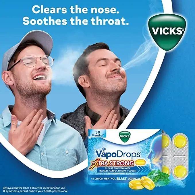 Vicks Vapodrops Xtra Strong Lemon Menthol Blast 16PK