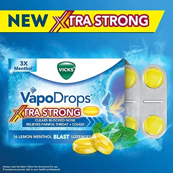 Vicks Vapodrops Xtra Strong Lemon Menthol Blast 16PK