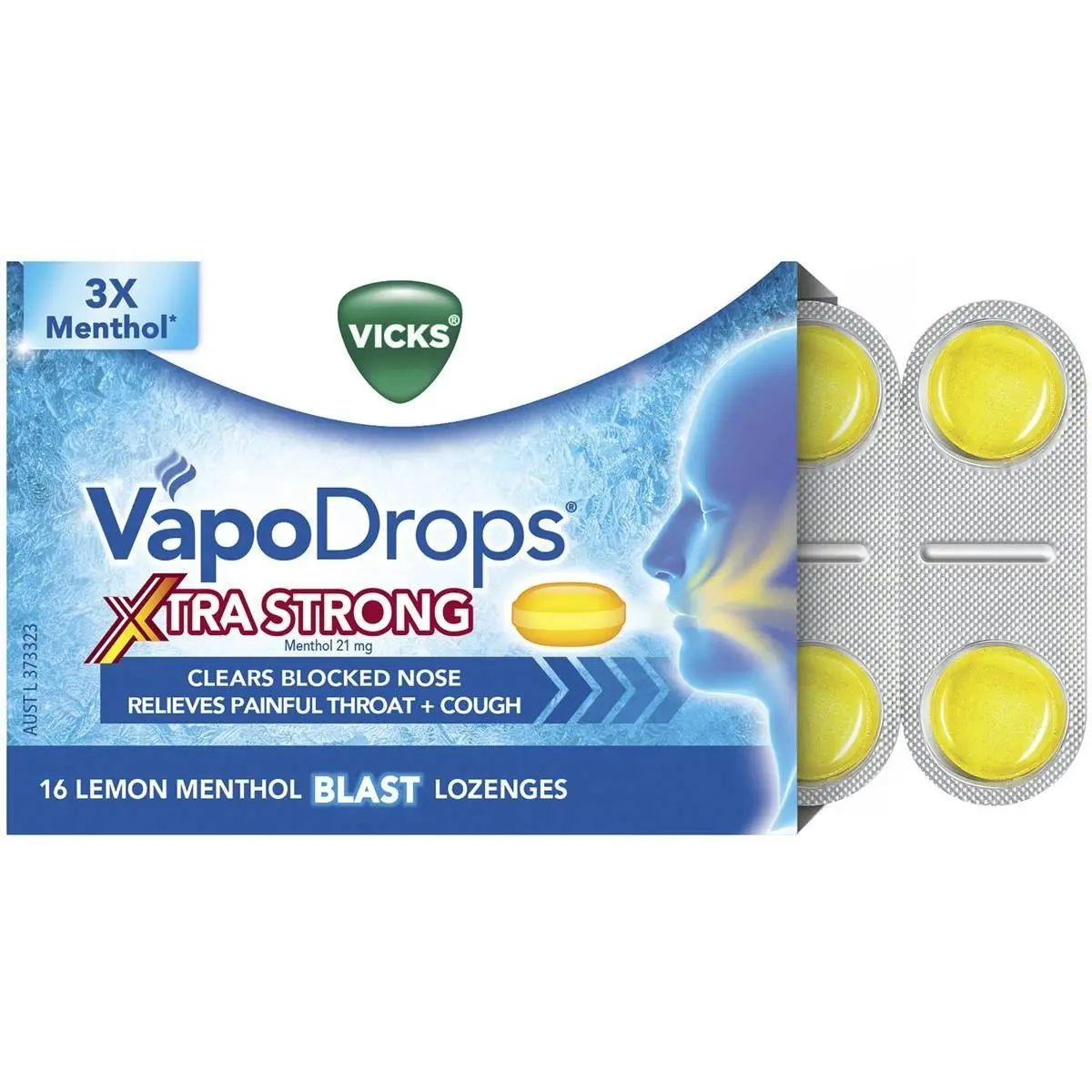 Vicks Vapodrops Xtra Strong Lemon Menthol Blast 16PK