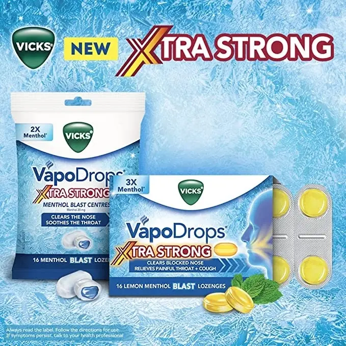 Vicks Vapodrops Xtra Strong Lemon Menthol Blast 16PK