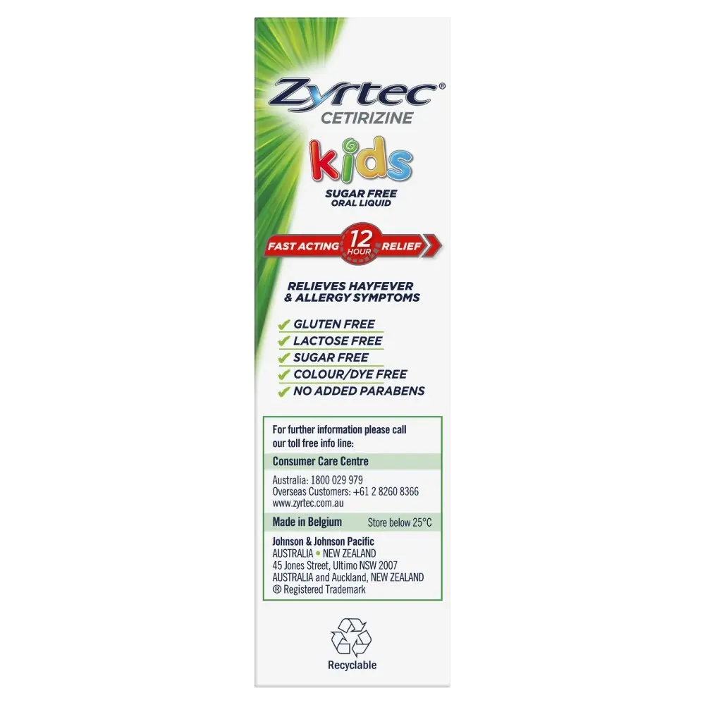 Zyrtec Kids Antihistamine Allergy & Hayfever Oral Liquid Grape 60mL