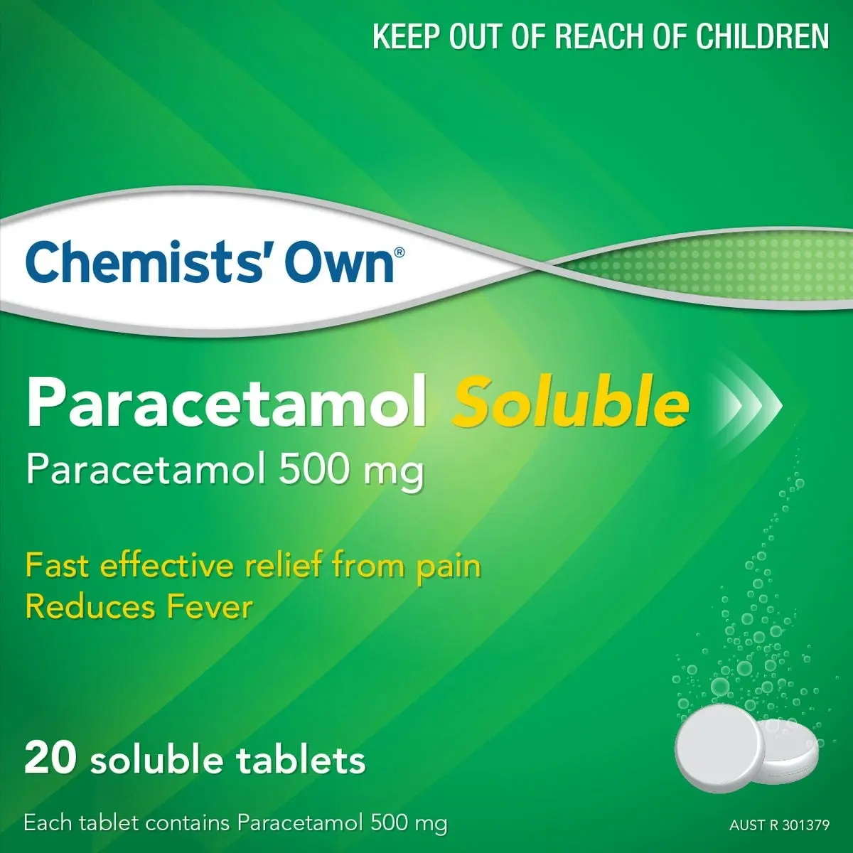 Chemists' Own Paracetamol 500mg Soluble 20 Tablets (Generic of Panadol)